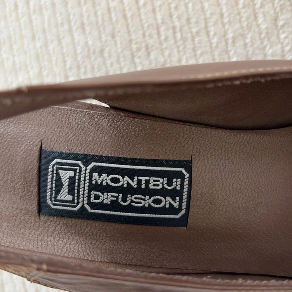 MONTBUI Elegant Brown Slingback Heels